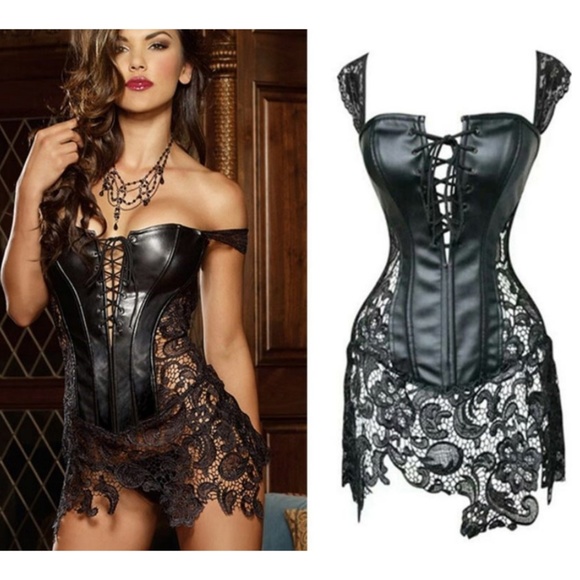 Tops - NAME YOUR PRICE | Lace Up Leather Crochet Corset